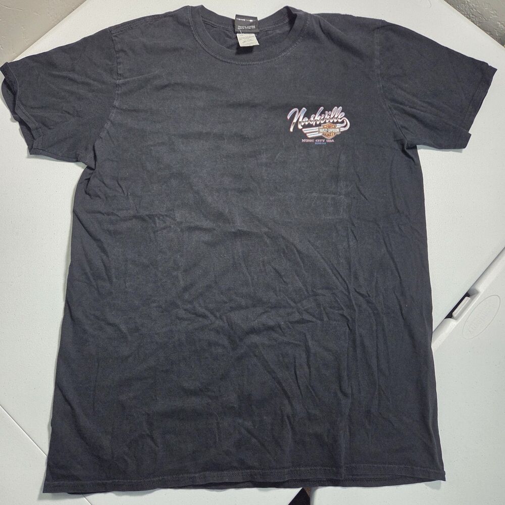 Harley-Davidson Nashville T-Shirt Mens L Black Music City Bar & Shield Moto Tee